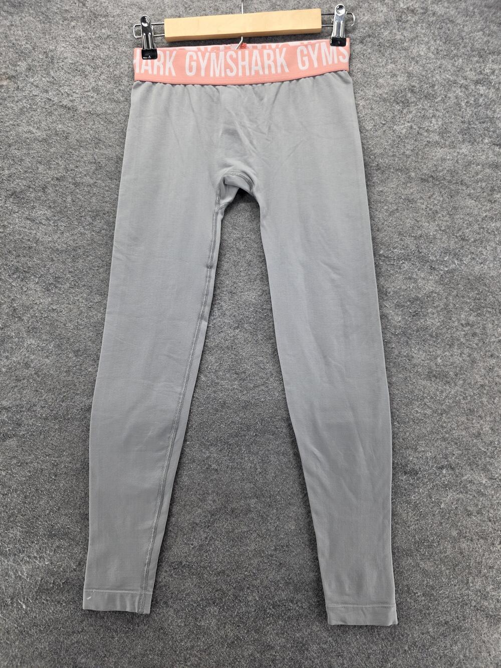 Gymshark Leggings Womens Small Gray Pink Logo Waistband Athletic GLL04775